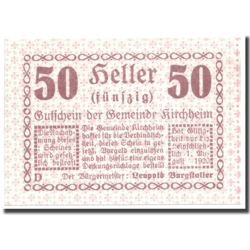 Geldschein, Österreich, Kirchheim, 50 Heller, graphique, UNZ-, Mehl:447 IIa