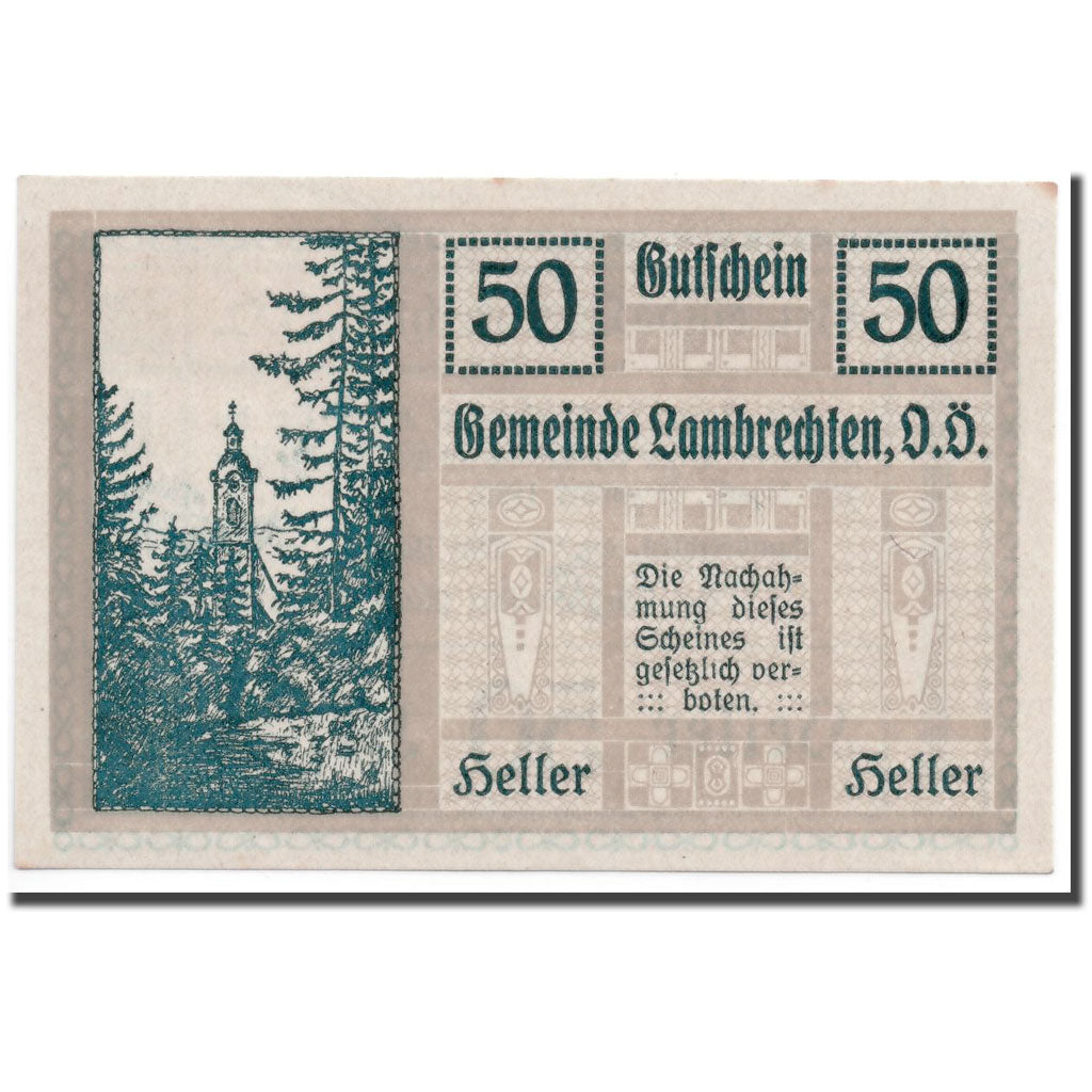Geldschein, Österreich, Lambrechten, 50 Heller, Eglise, 1920, 1920-05-24, UNZ-