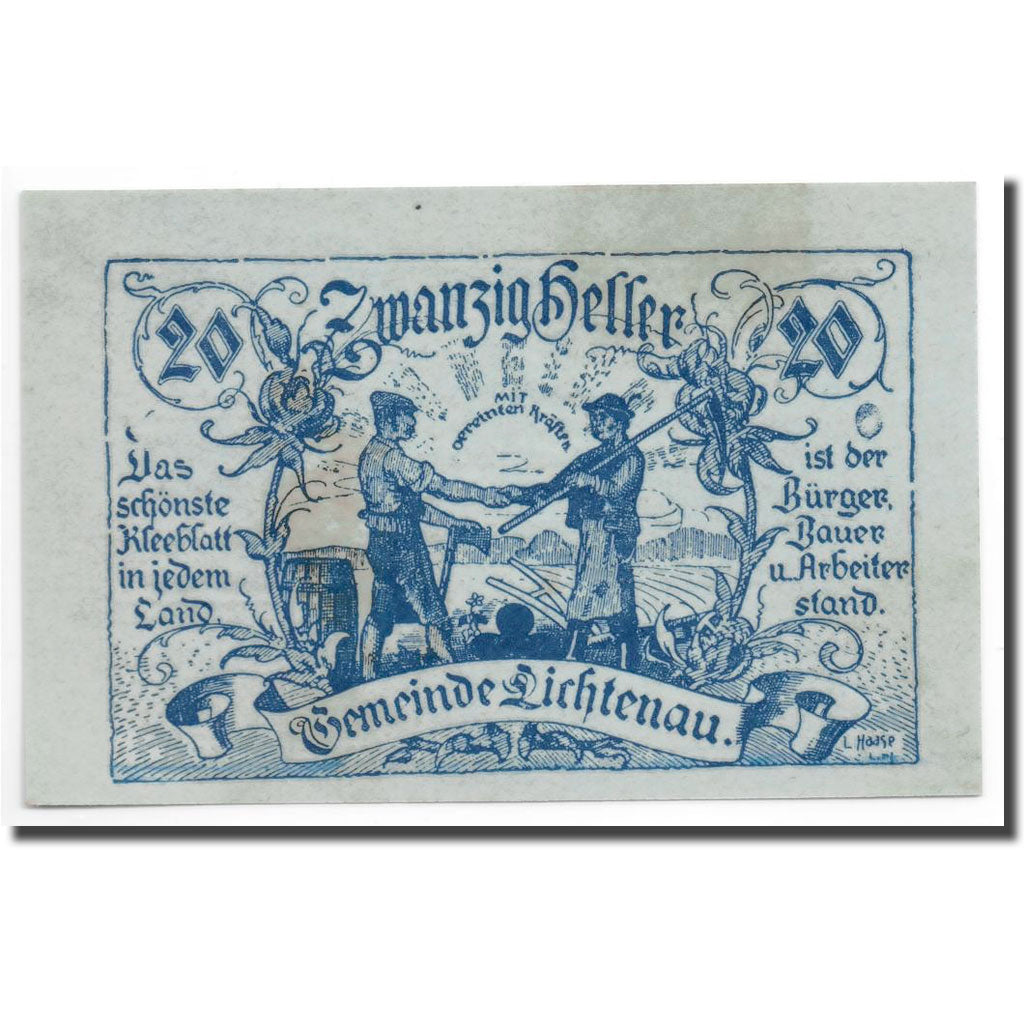 Geldschein, Österreich, Lichtenau, 20 Heller, personnage, 1920, 1920-07-14
