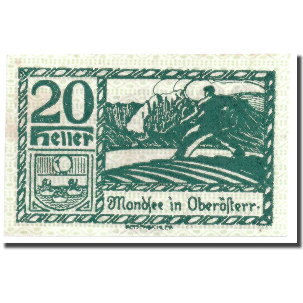Geldschein, Österreich, Mondsee in Oberösterr., 20 Heller, paysage 1, UNZ-