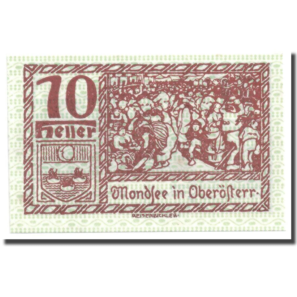 Geldschein, Österreich, Mondsee in Oberösterr., 10 Heller, personnage, UNZ-