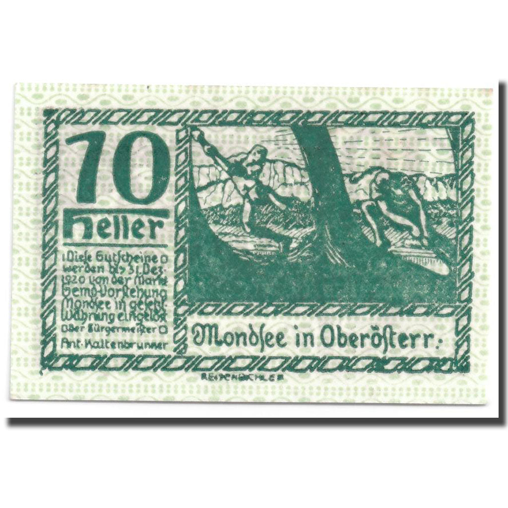Geldschein, Österreich, Mondsee in Oberösterr., 10 Heller, personnage, UNZ-