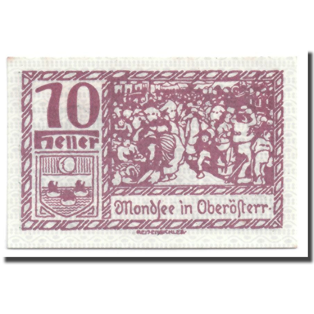 Geldschein, Österreich, Mondsee in Oberösterr., 10 Heller, personnage, UNZ-