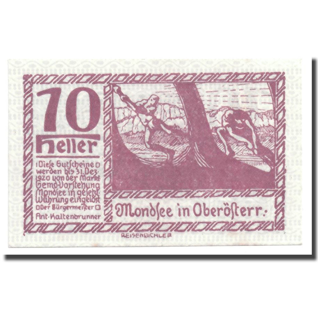 Geldschein, Österreich, Mondsee in Oberösterr., 10 Heller, personnage 1, UNZ-