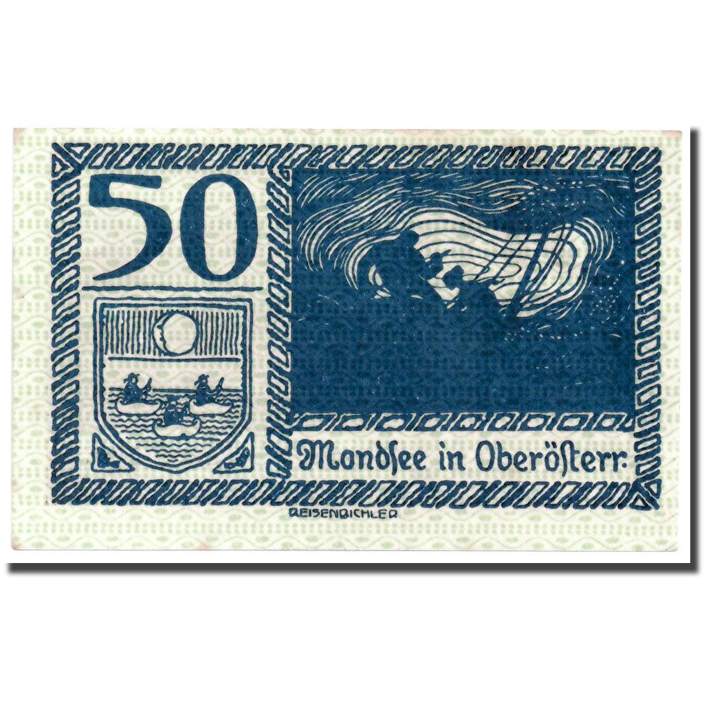 Geldschein, Österreich, Mondsee in Oberösterr., 50 Heller, paysage, UNZ-