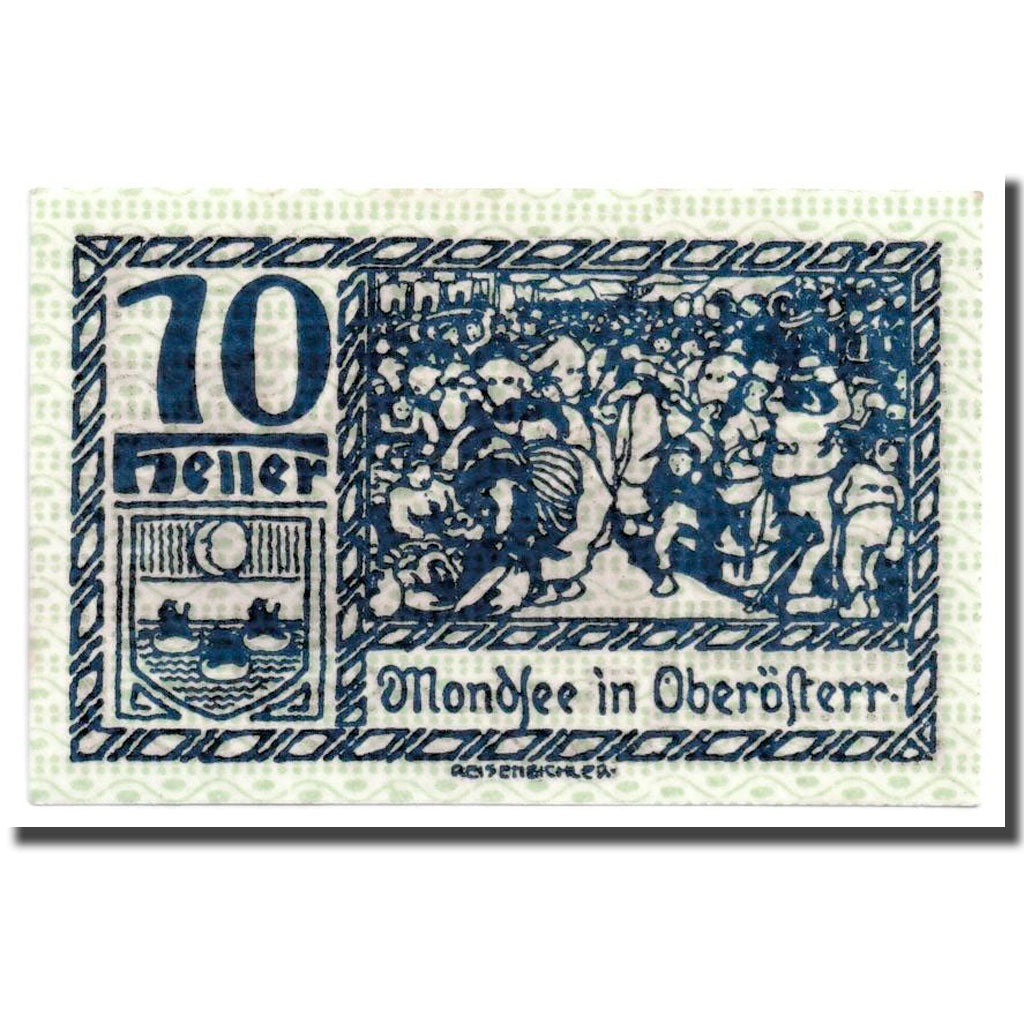 Geldschein, Österreich, Mondsee in Oberösterr., 10 Heller, personnage, UNZ-
