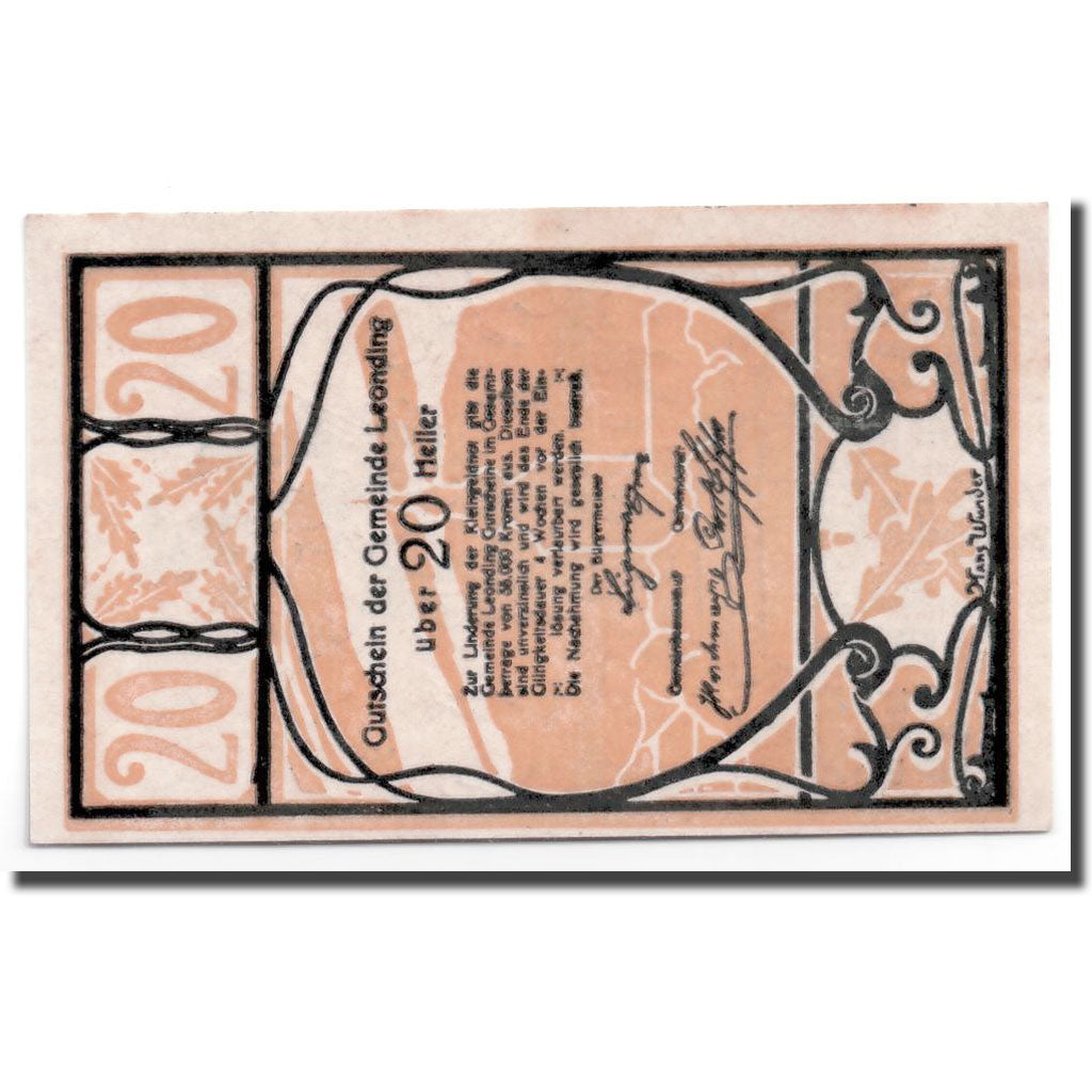Geldschein, Österreich, Leonding, 20 Heller, Statue 1, UNZ-, Mehl:513a