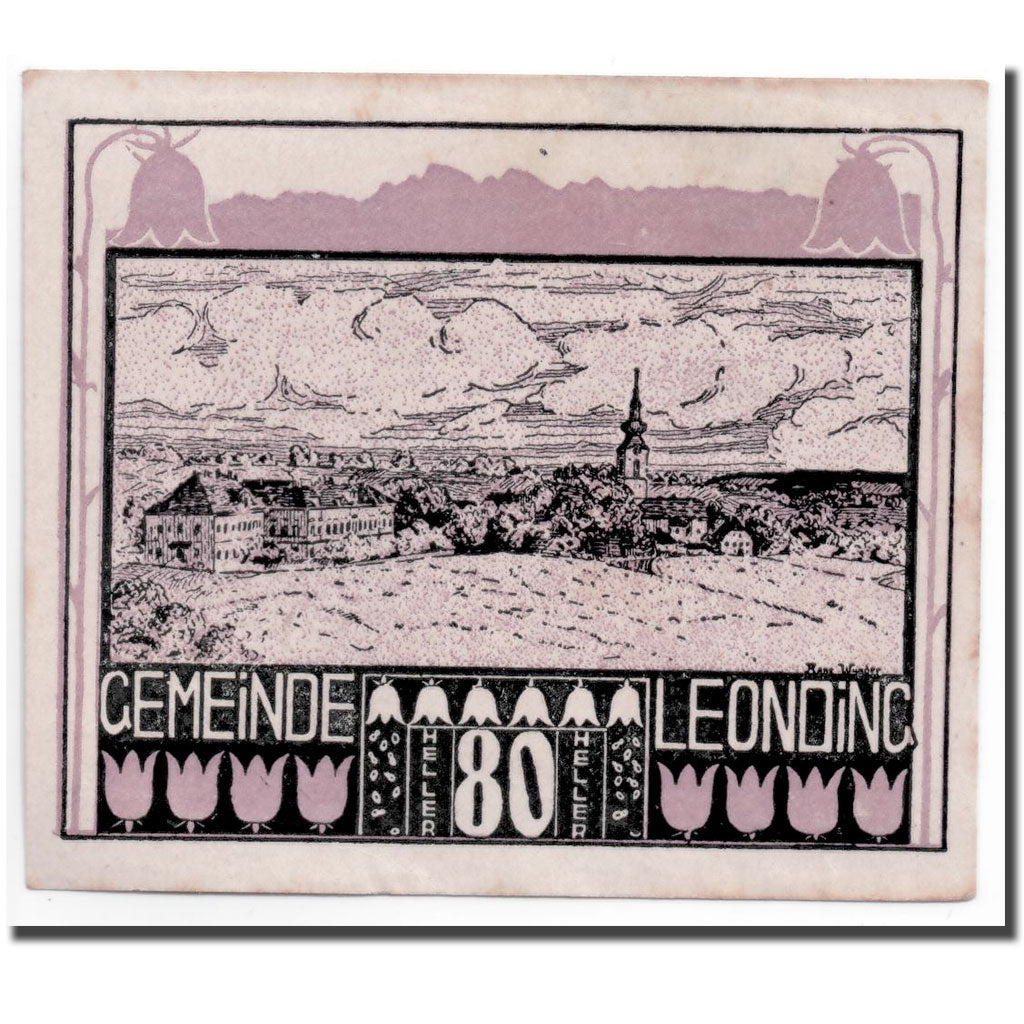 Geldschein, Österreich, Leonding, 80 Heller, village, UNZ-, Mehl:513a