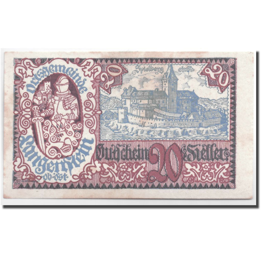 Geldschein, Österreich, Langenstein, 20 Heller, château, 1920, 1920-05-20