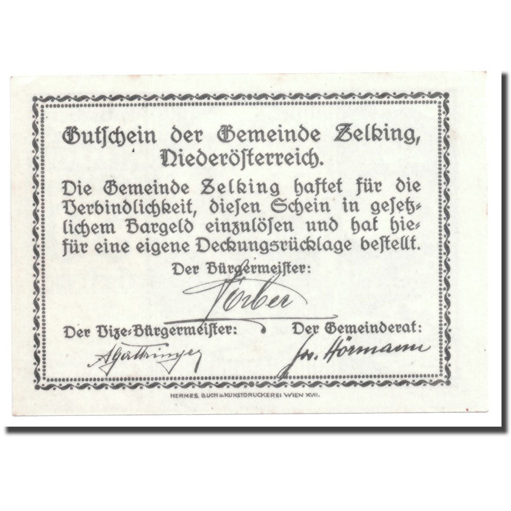 Geldschein, Österreich, Zelking, 50 Heller, Eglise, 1920, 1920-12-31, UNZ-