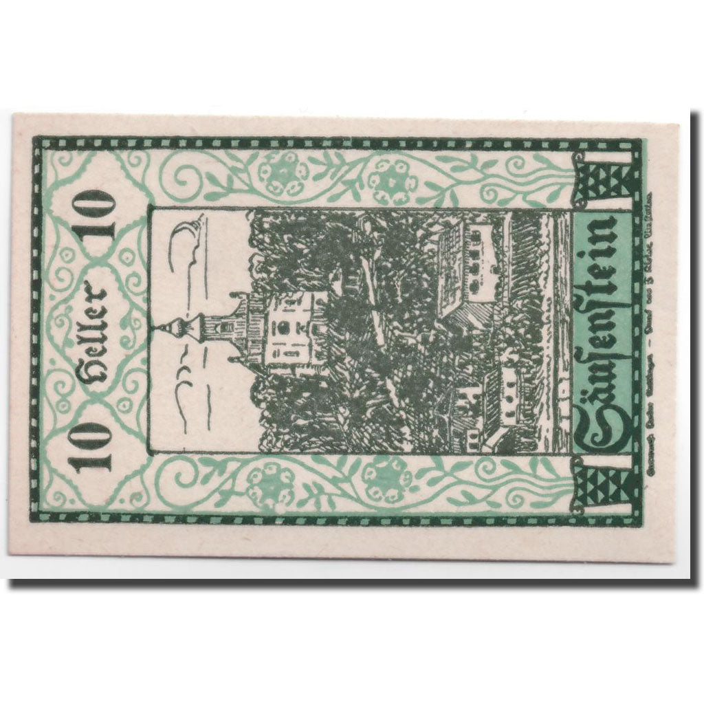 Geldschein, Österreich, Säusenstein N.Ö. Gemeinde, 10 Heller, personnage