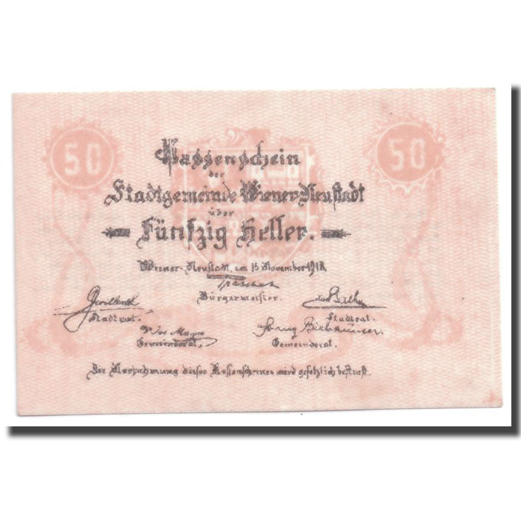 Geldschein, Österreich, Neustadt, 50 Heller, graphique, 1918, 1918-11-15, UNZ-