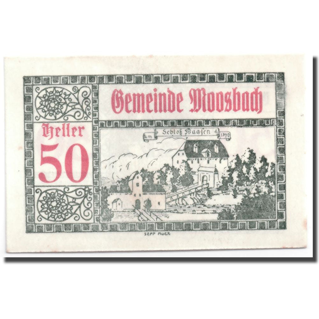 Geldschein, Österreich, Moosbach, 50 Heller, paysage, 1920, UNZ-, Mehl:628ax