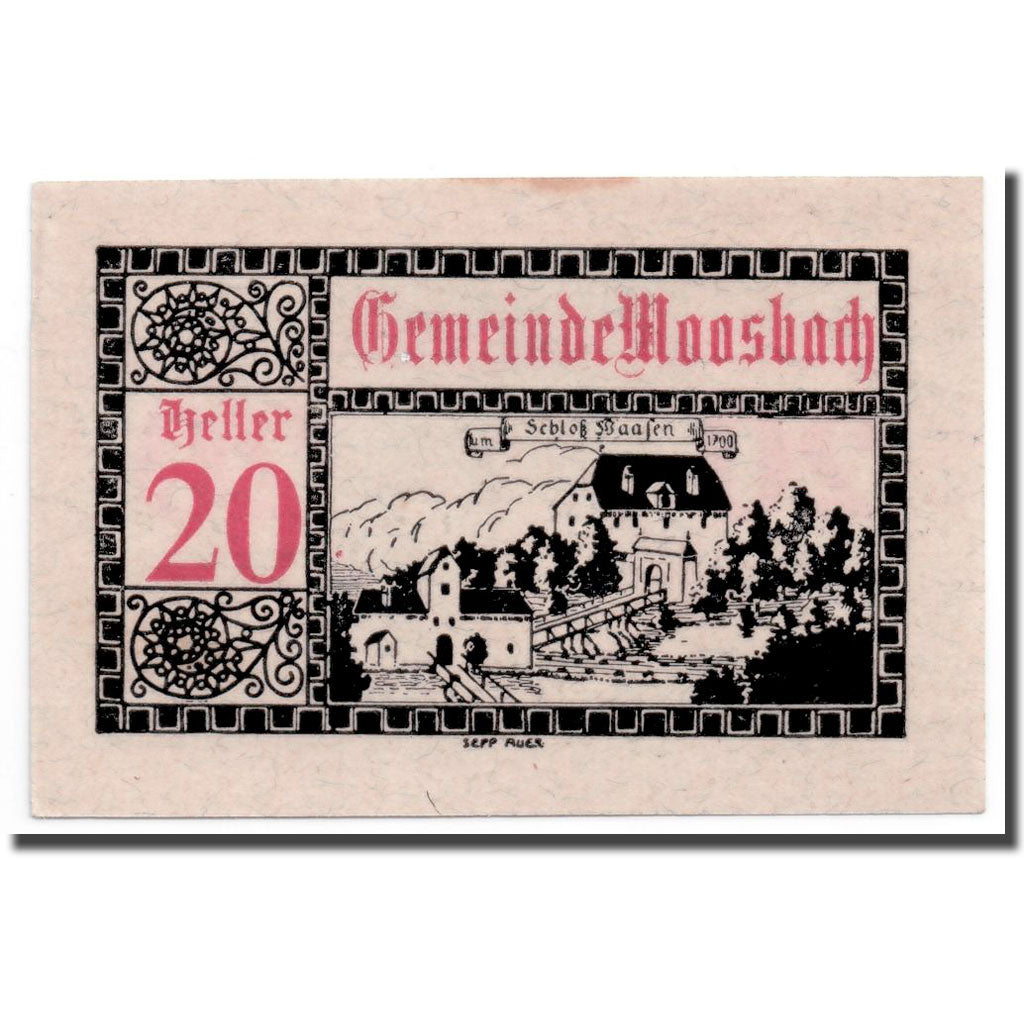 Geldschein, Österreich, Moosbach, 20 Heller, paysage, 1920, UNZ-, Mehl:628a