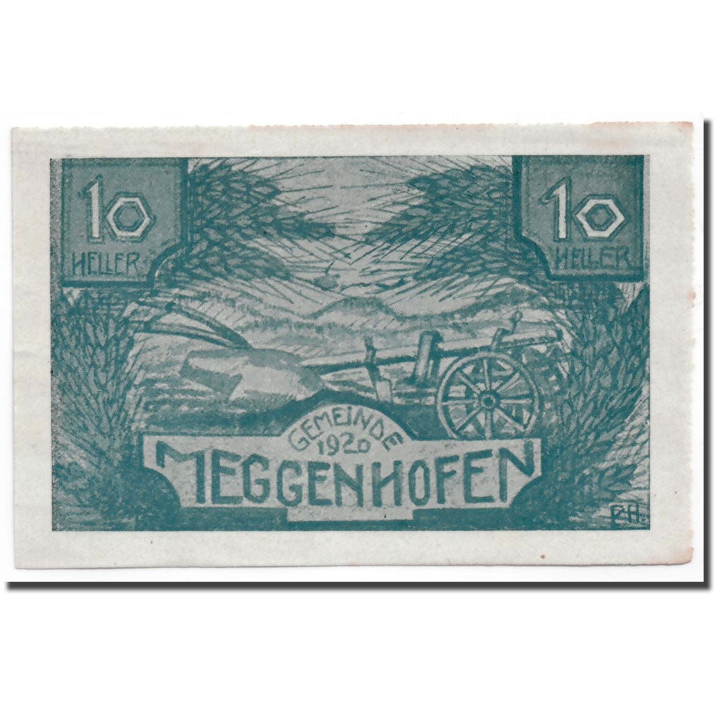 Geldschein, Österreich, Meggenhofen, 10 Heller, épis de blé, 1920, UNZ-