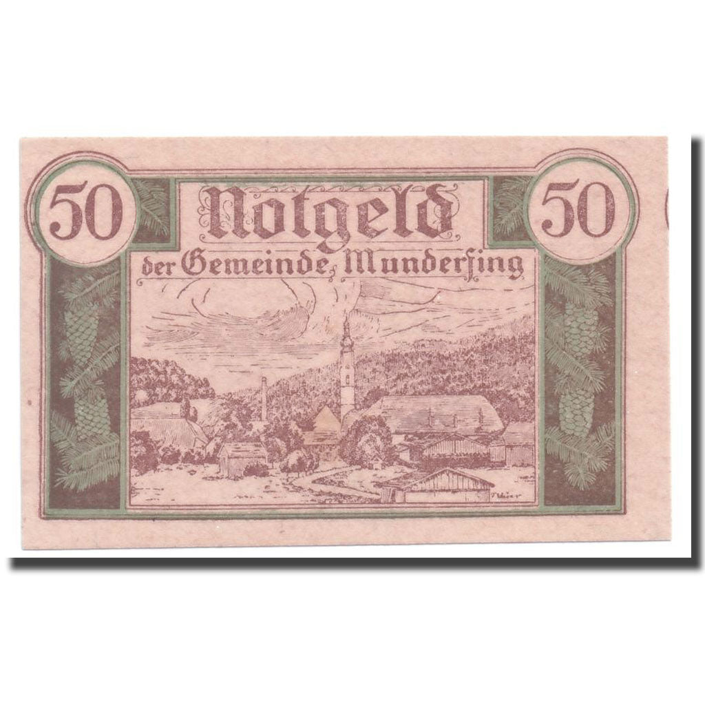 Geldschein, Österreich, Munderfing, 50 Heller, paysage, UNZ-, Mehl:633a