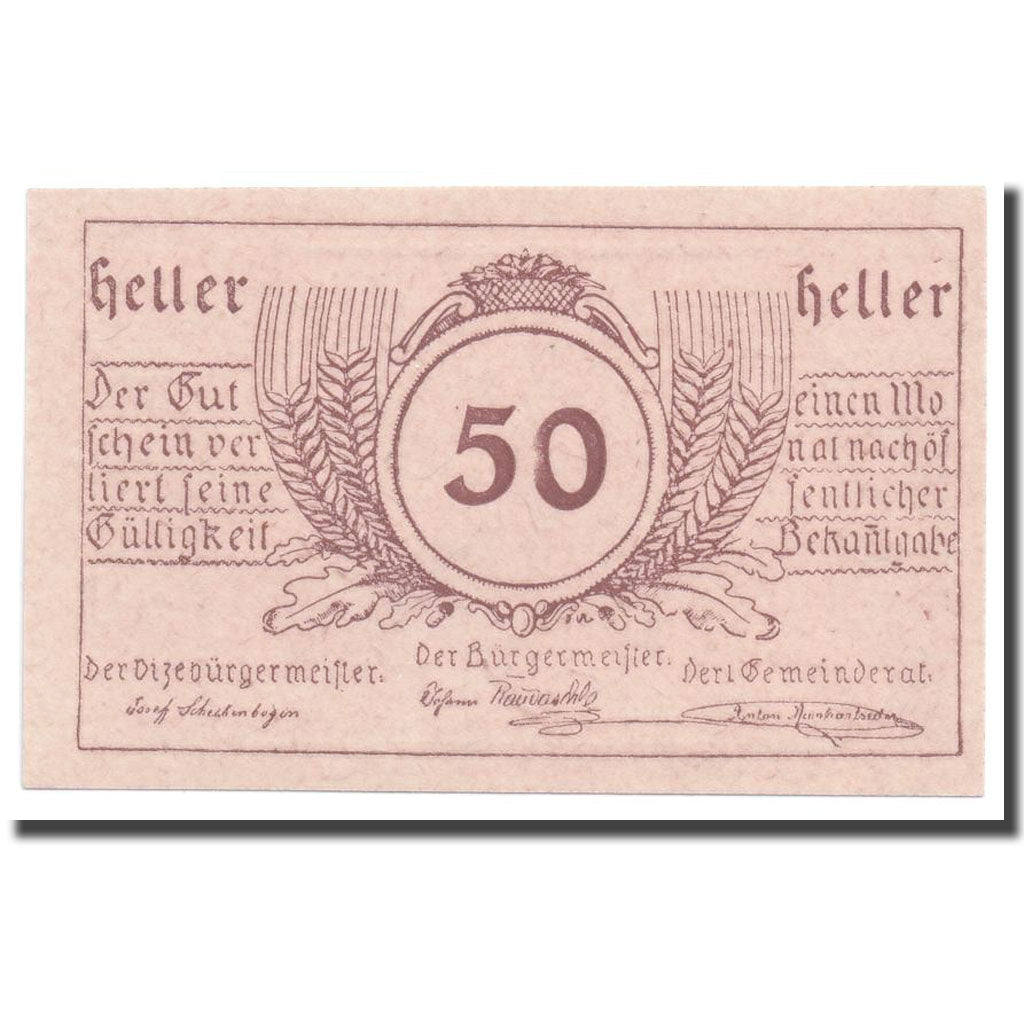 Geldschein, Österreich, Munderfing, 50 Heller, paysage, UNZ-, Mehl:633a