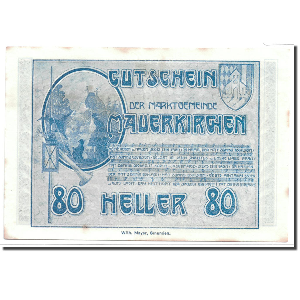 Geldschein, Österreich, Mauerkirchen, 80 Heller, Ecusson, UNZ-, Mehl:598 IIb
