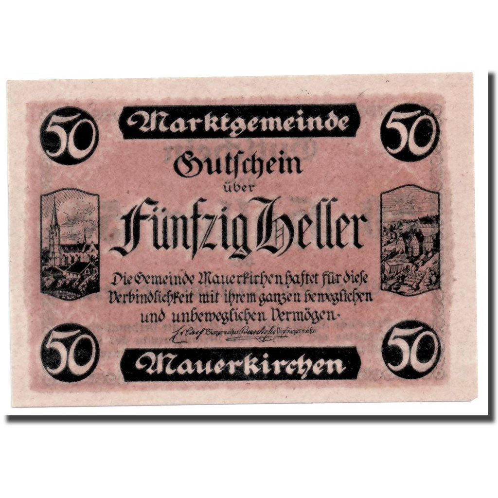 Geldschein, Österreich, Mauerkirchen, 50 Heller, Eglise, UNZ-, Mehl:598 IBc