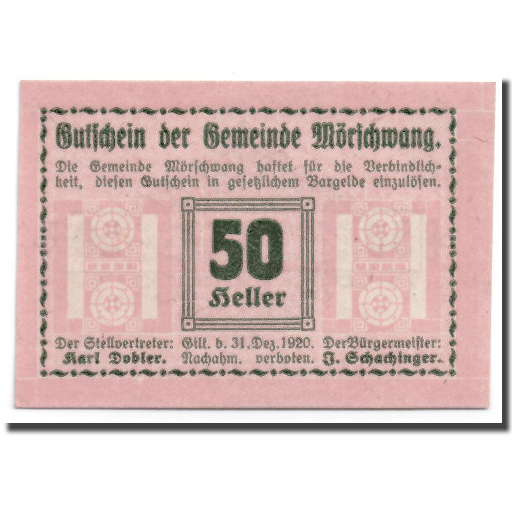 Geldschein, Österreich, Morschwang, 50 Heller, graphique, 1920, 1920-05-16