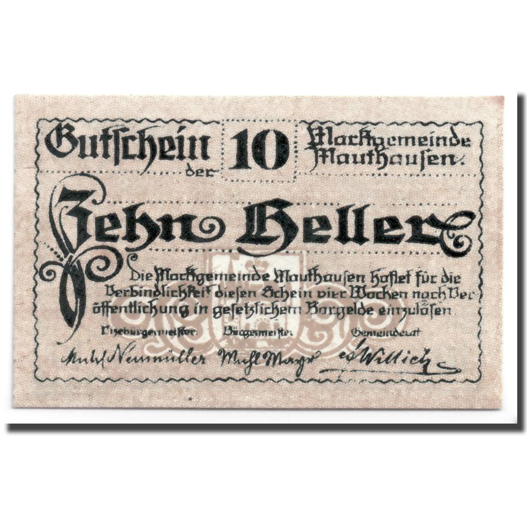 Geldschein, Österreich, Mauthausen, 10 Heller, paysage, UNZ-, Mehl:601 Ia