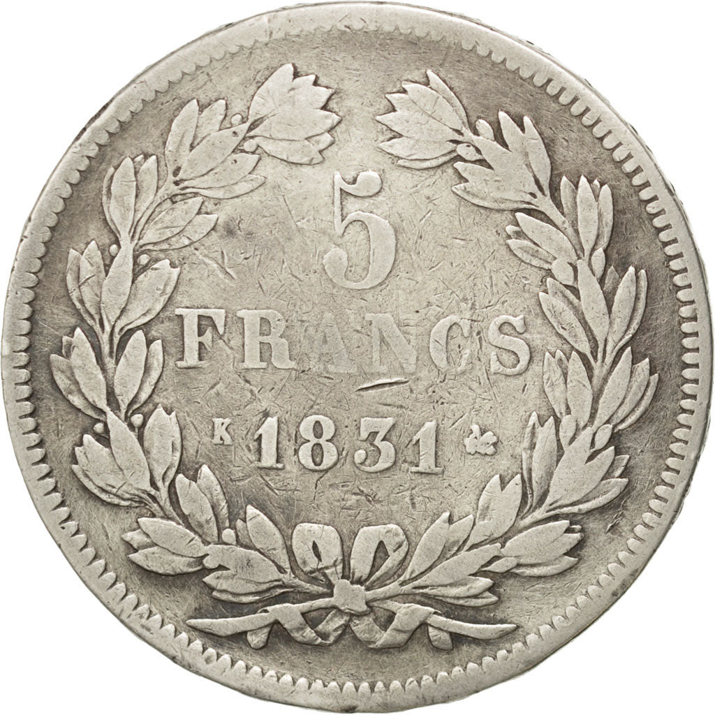 Monnaie, France, Louis-Philippe, 5 Francs, 1831, Bordeaux, TB+, Argent