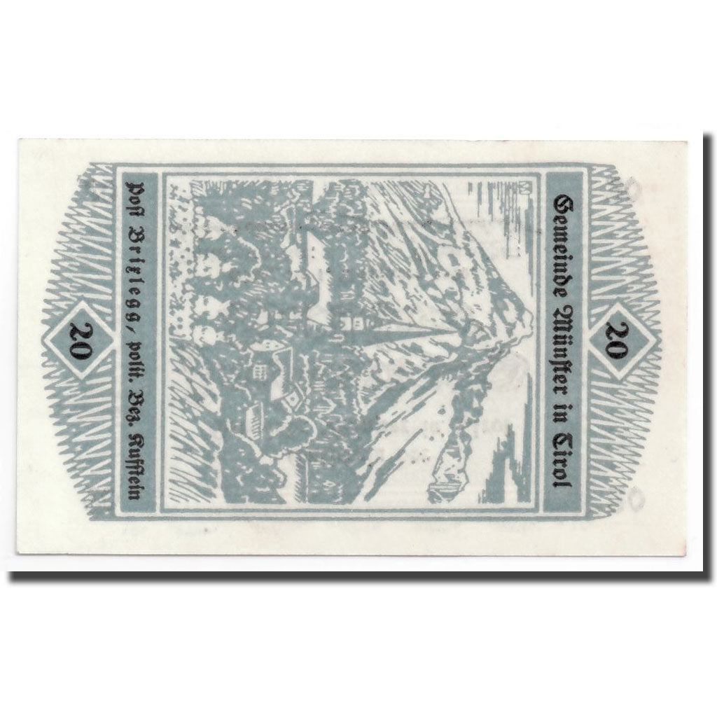 Geldschein, Österreich, Munster, 20 Heller, paysage, UNZ-, Mehl:635 a