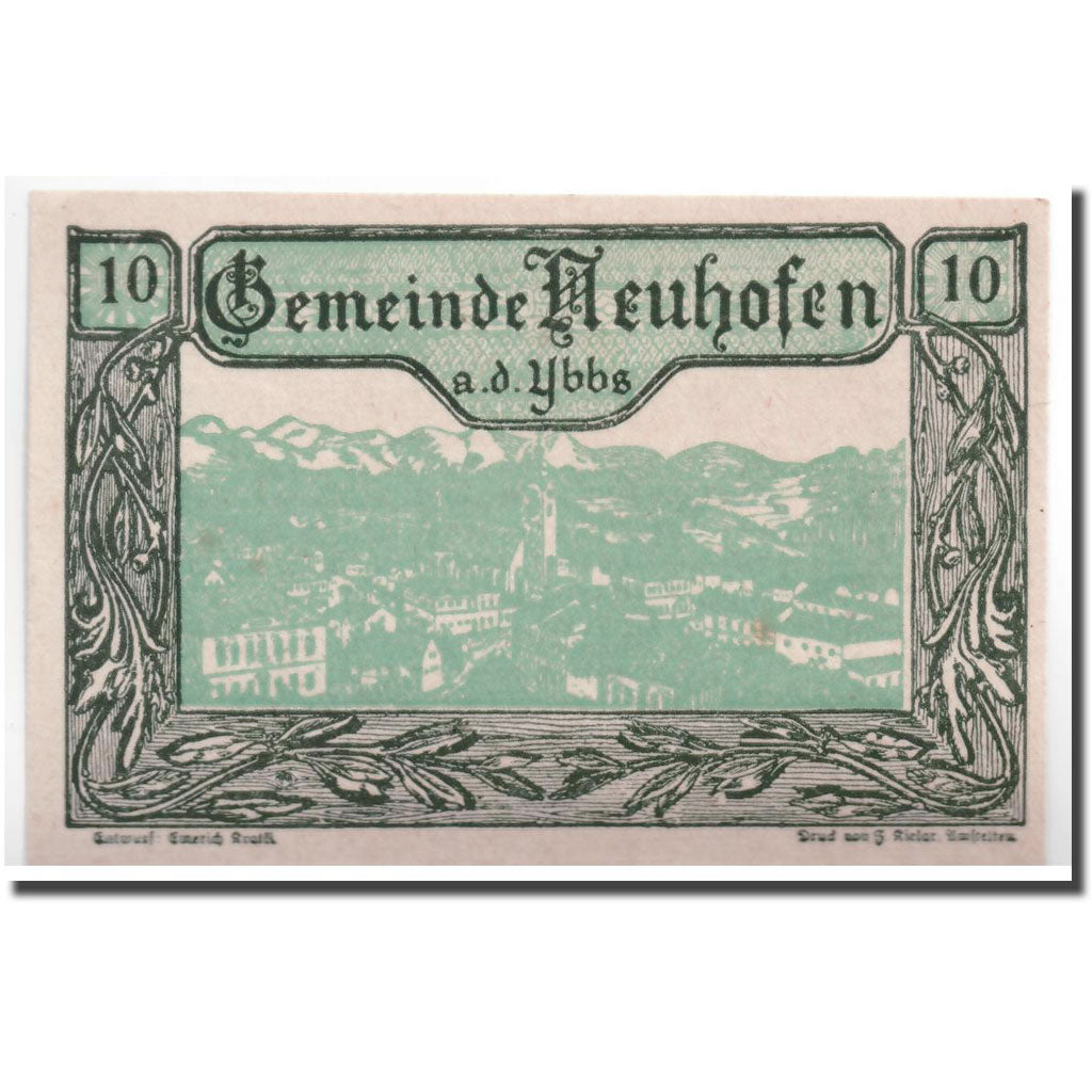 Geldschein, Österreich, Neuhofen, 10 Heller, paysage, 1920, 1920-04-15, UNZ-