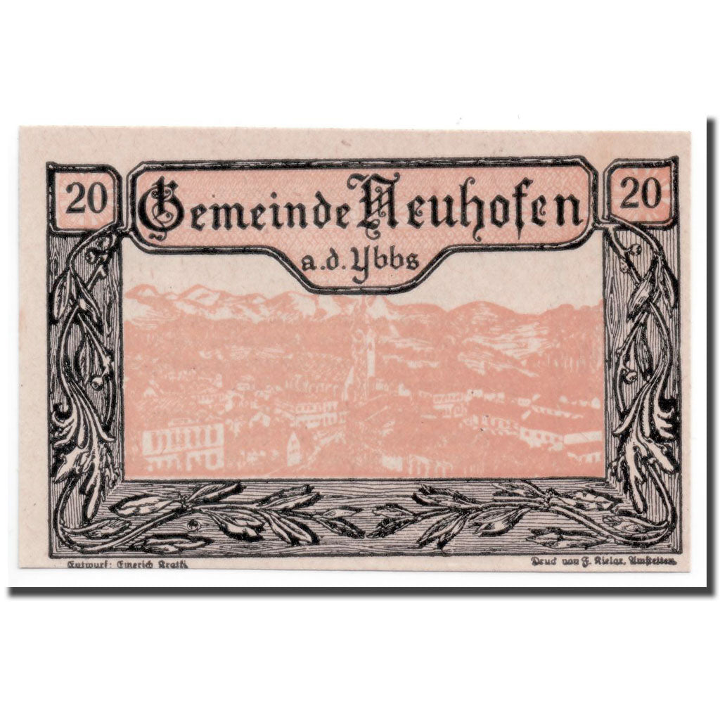 Geldschein, Österreich, Neuhofen, 20 Heller, paysage, 1920, 1920-04-15, UNZ-