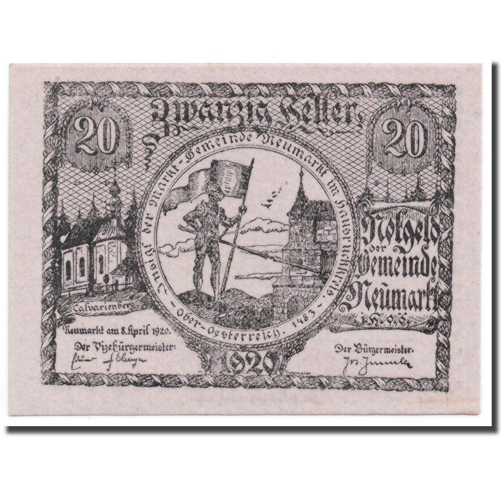 Geldschein, Österreich, Neumarkt, 20 Heller, paysage, 1920, 1920-04-08, UNZ-