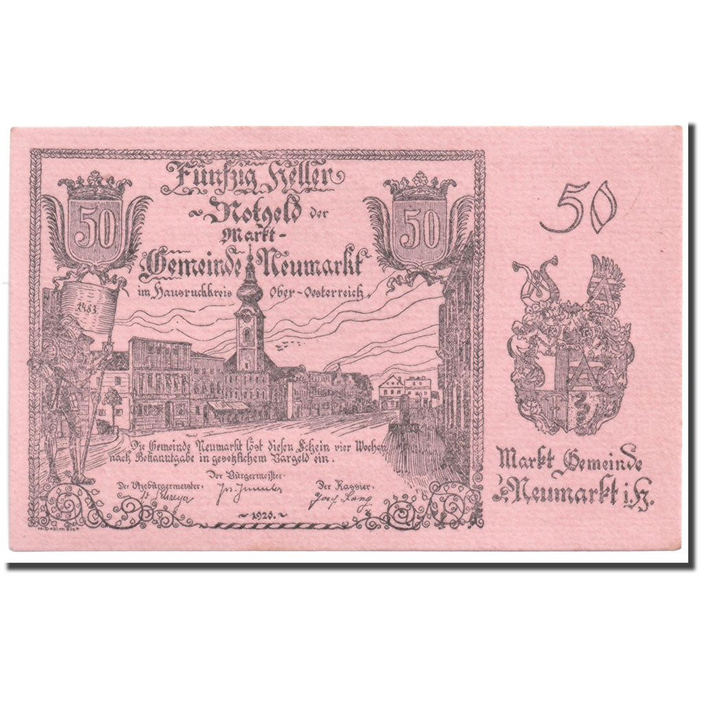 Geldschein, Österreich, Neumarkt, 50 Heller, paysage, 1920, 1920-04-08, UNZ-