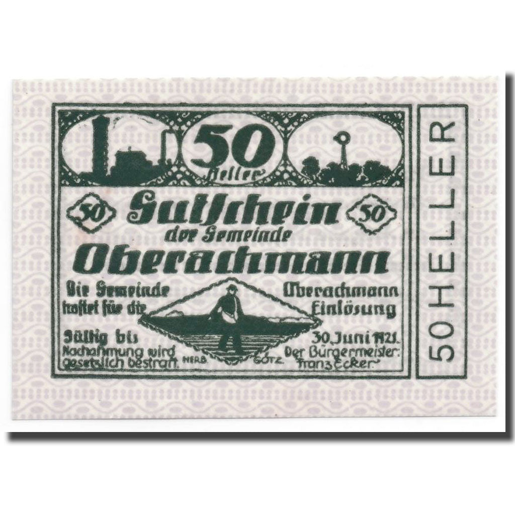 Geldschein, Österreich, Oberachmann, 50 Heller, Agriculture et Industrie, 1920