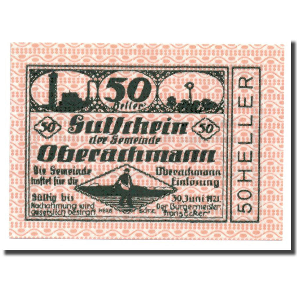 Geldschein, Österreich, Oberachmann, 50 Heller, Agriculture et Industrie, 1920