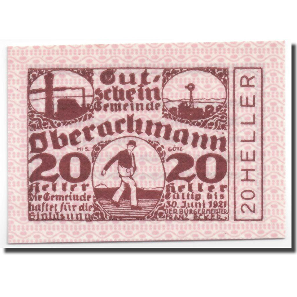 Geldschein, Österreich, Oberachmann, 20 Heller, Agriculture et Industrie, 1920