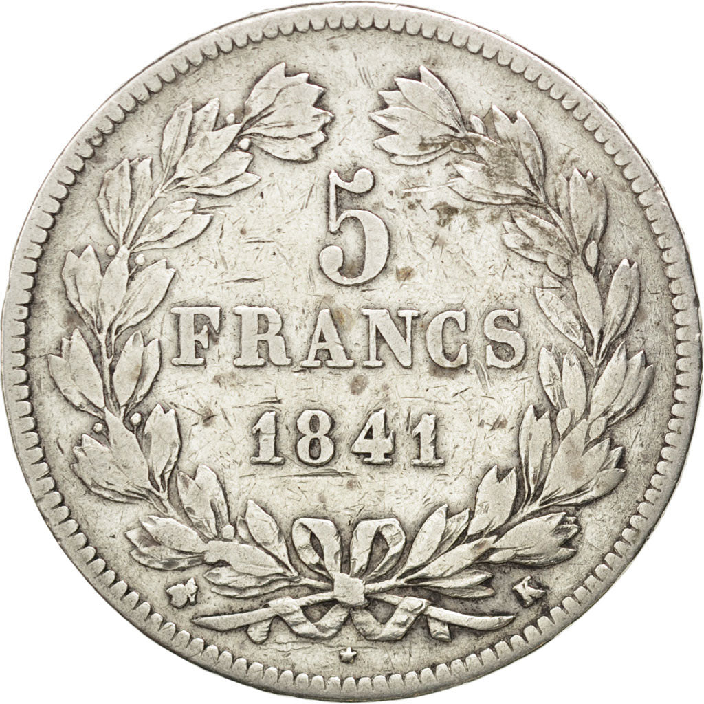 Coin, France, Louis-Philippe, 5 Francs, 1841, Bordeaux, VF(30-35), Silver