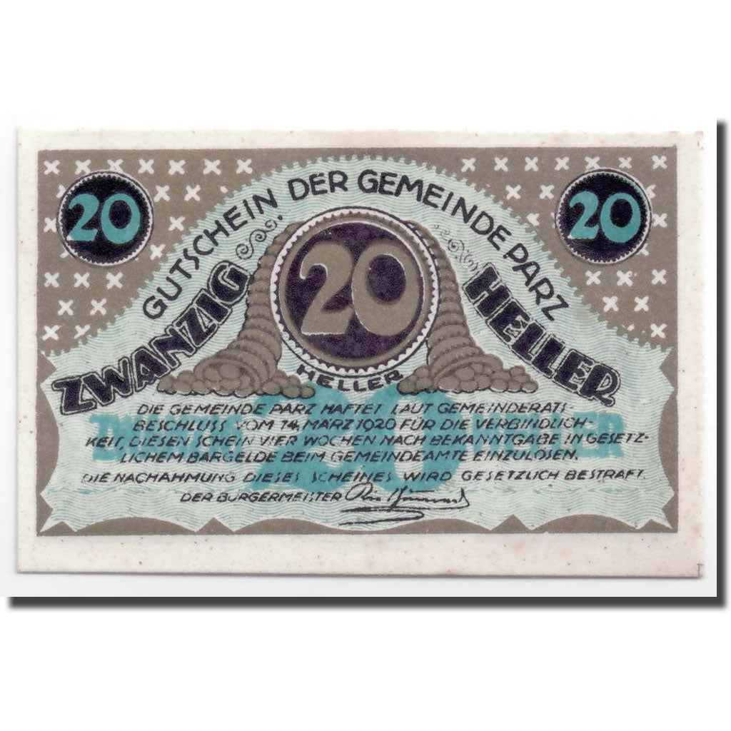 Geldschein, Österreich, Parz, 20 Heller, paysage, 1920, 1920-03-14, UNZ-