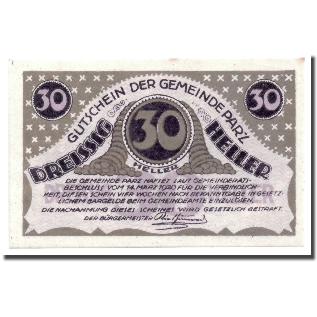 Geldschein, Österreich, Parz, 30 Heller, paysage, 1920, 1920-03-14, UNZ-