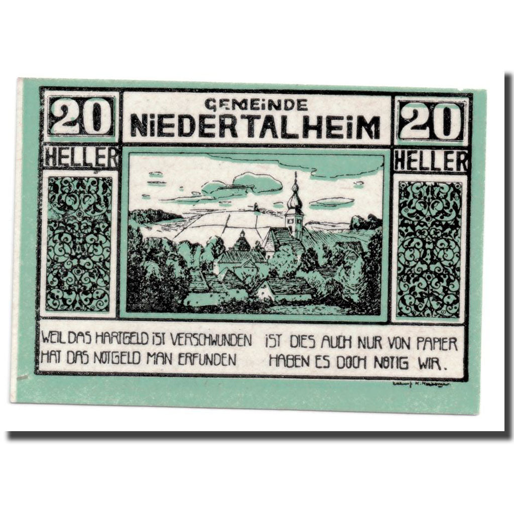 Geldschein, Österreich, Niederthalheim, 20 Heller, paysage, 1920, 1920-04-21