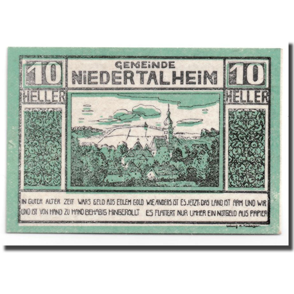 Geldschein, Österreich, Niederthalheim, 10 Heller, paysage, 1920, 1920-04-21