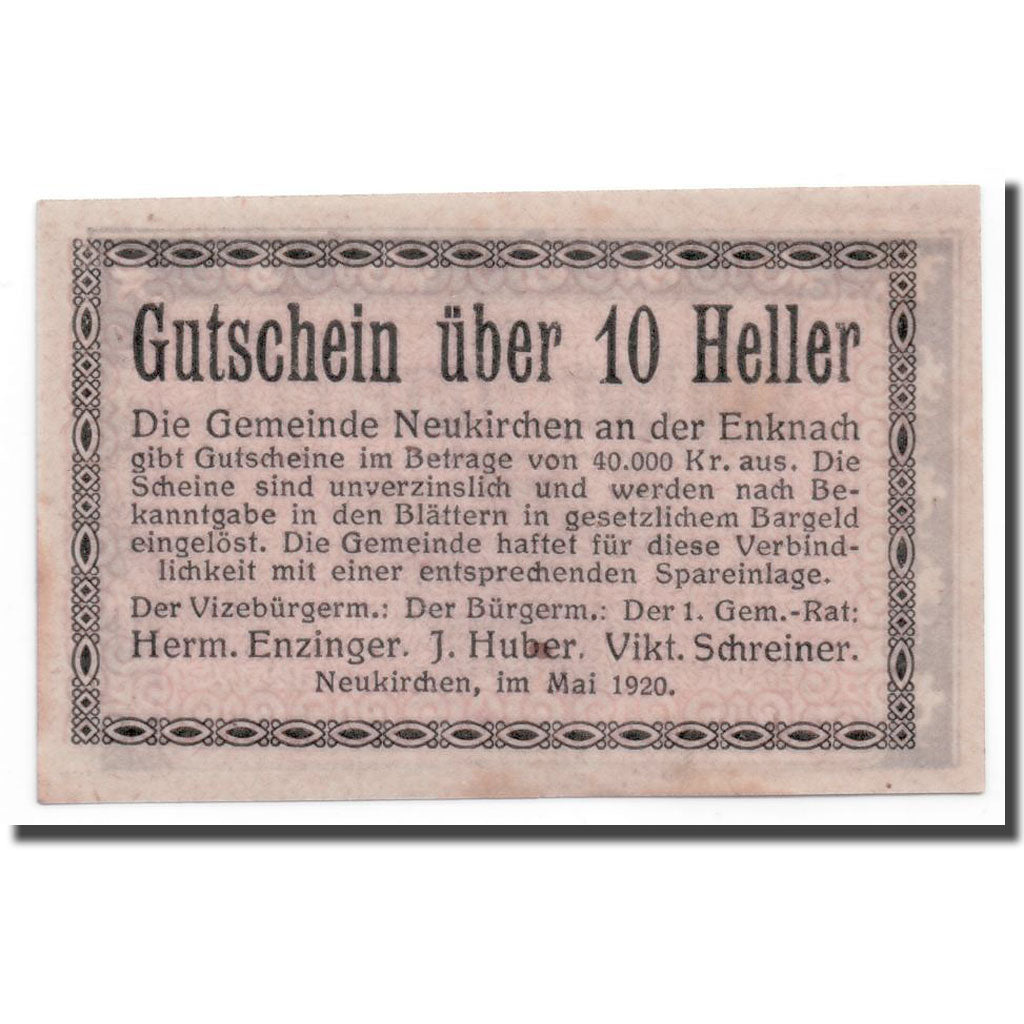 Geldschein, Österreich, Neukirchen, 10 Heller, Ecusson, 1920, UNZ-, Mehl:656a