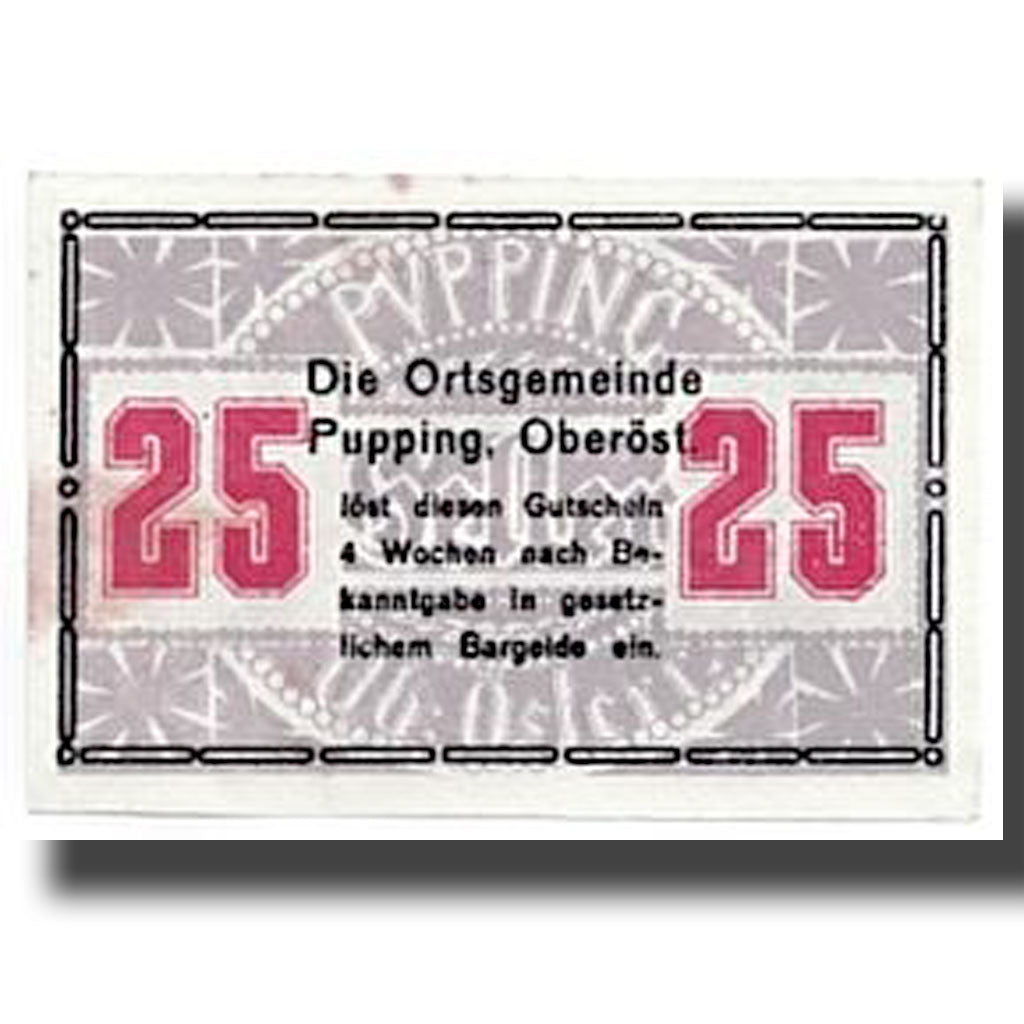 Geldschein, Österreich, Pupping, 25 Heller, pont, UNZ-, Mehl:792IIe