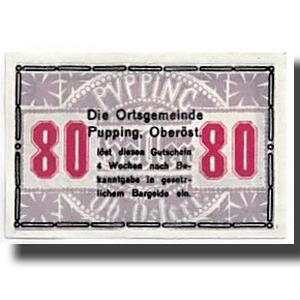 Geldschein, Österreich, Pupping, 80 Heller, paysage, UNZ-, Mehl:792IIe