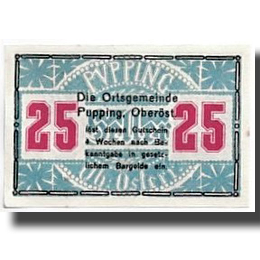 Banconote, Austria, Pupping, 25 Heller, pont, SPL, Mehl:792IIa
