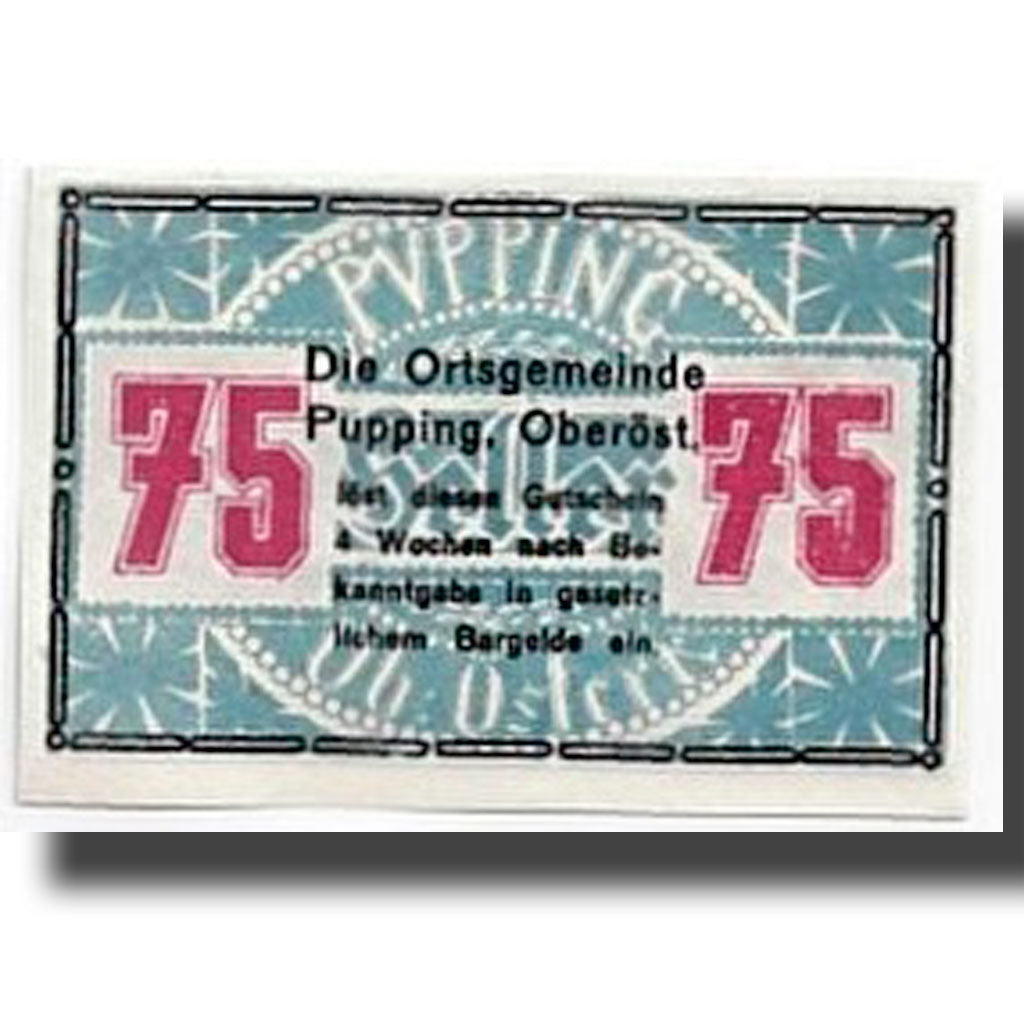 Geldschein, Österreich, Pupping, 75 Heller, paysage, UNZ-, Mehl:792IIa