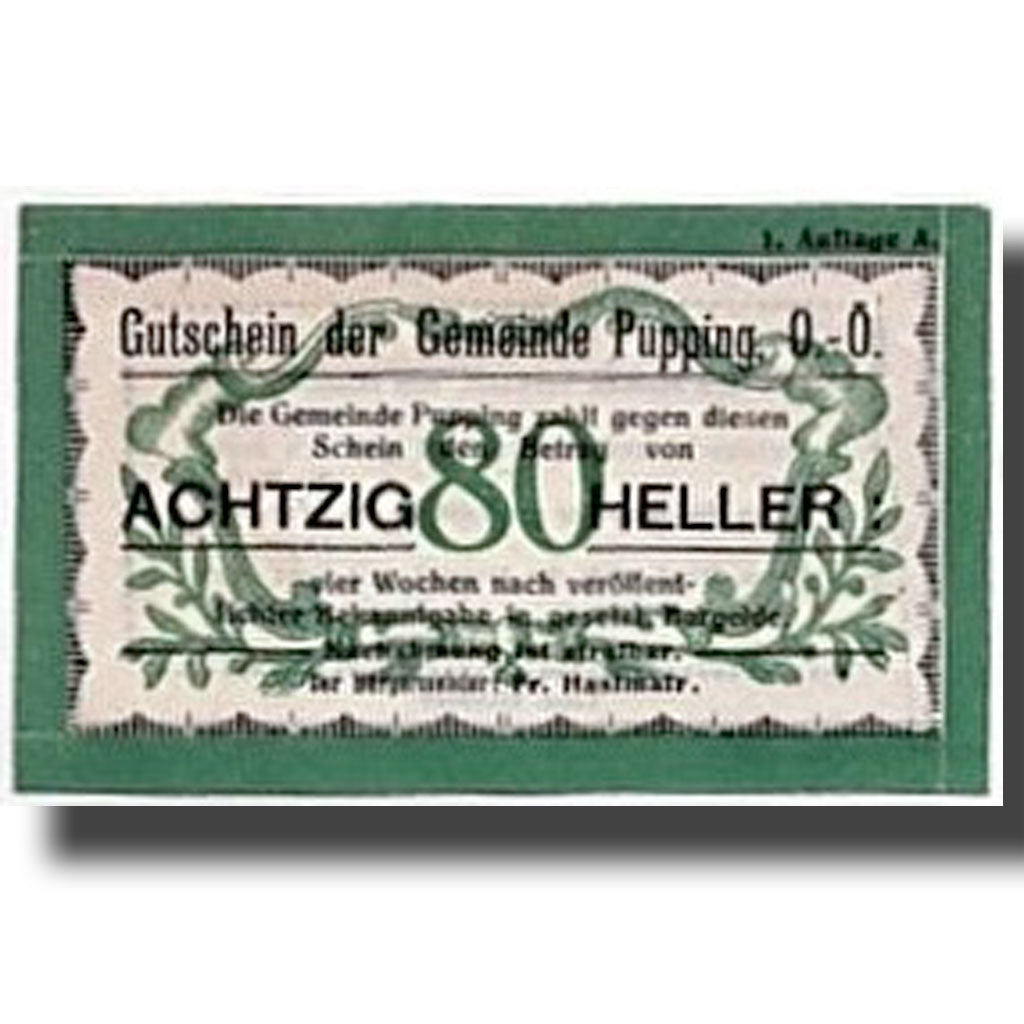 Geldschein, Österreich, Pupping, 80 Heller, graphique 1, UNZ-, Mehl:7921