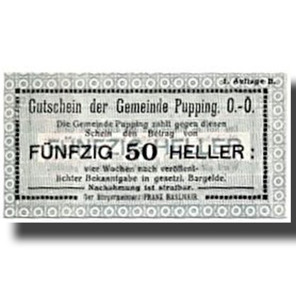 Banconote, Austria, Pupping, 50 Heller, graphique, SPL, Mehl:7921dA