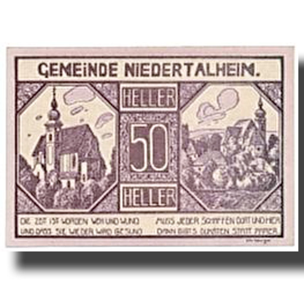 Geldschein, Österreich, Niederthalheim, 50 Heller, Eglise, 1920, 1920-04-21