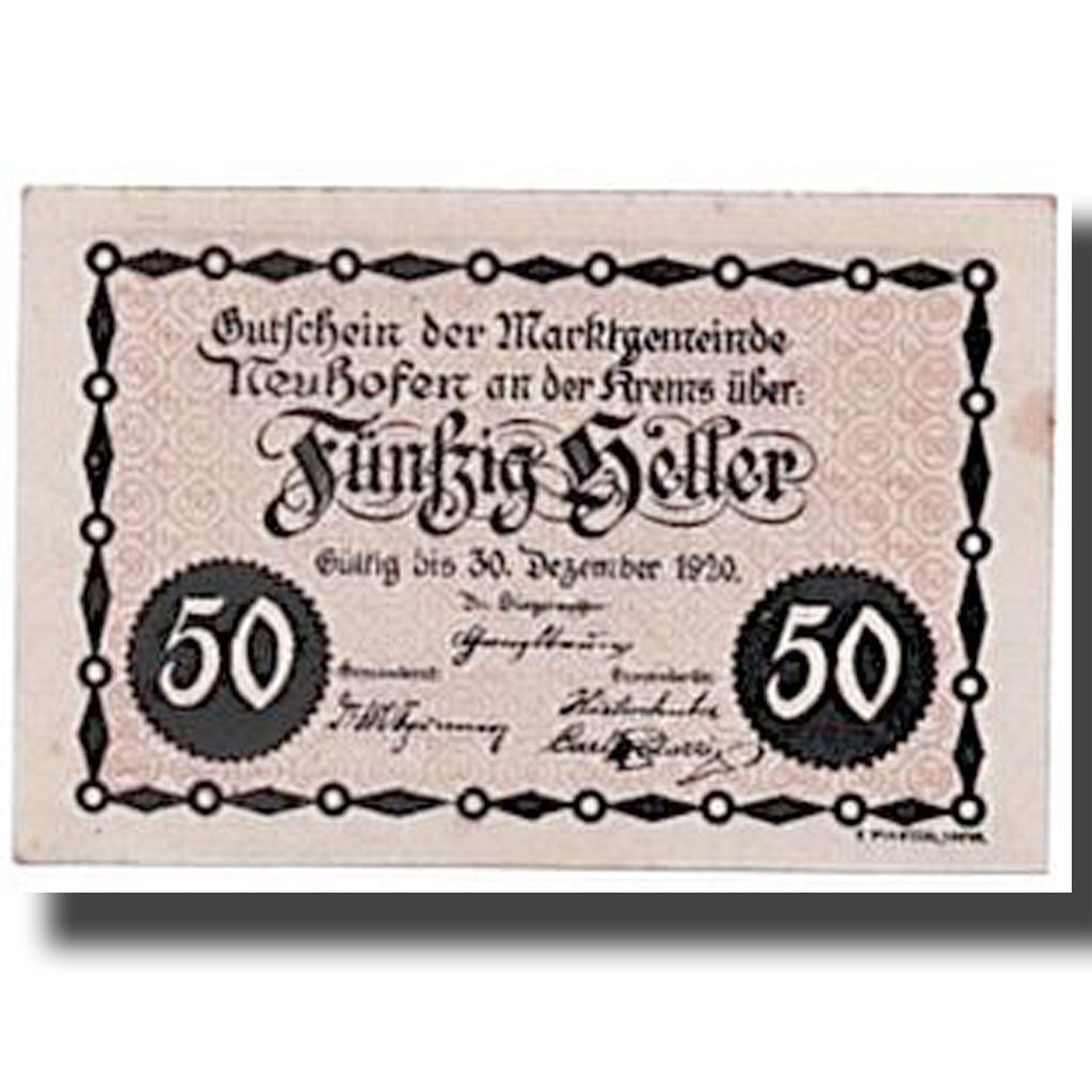 Geldschein, Österreich, Neuhofen, 50 Heller, paysage, 1920, 1920-03-19, UNZ-