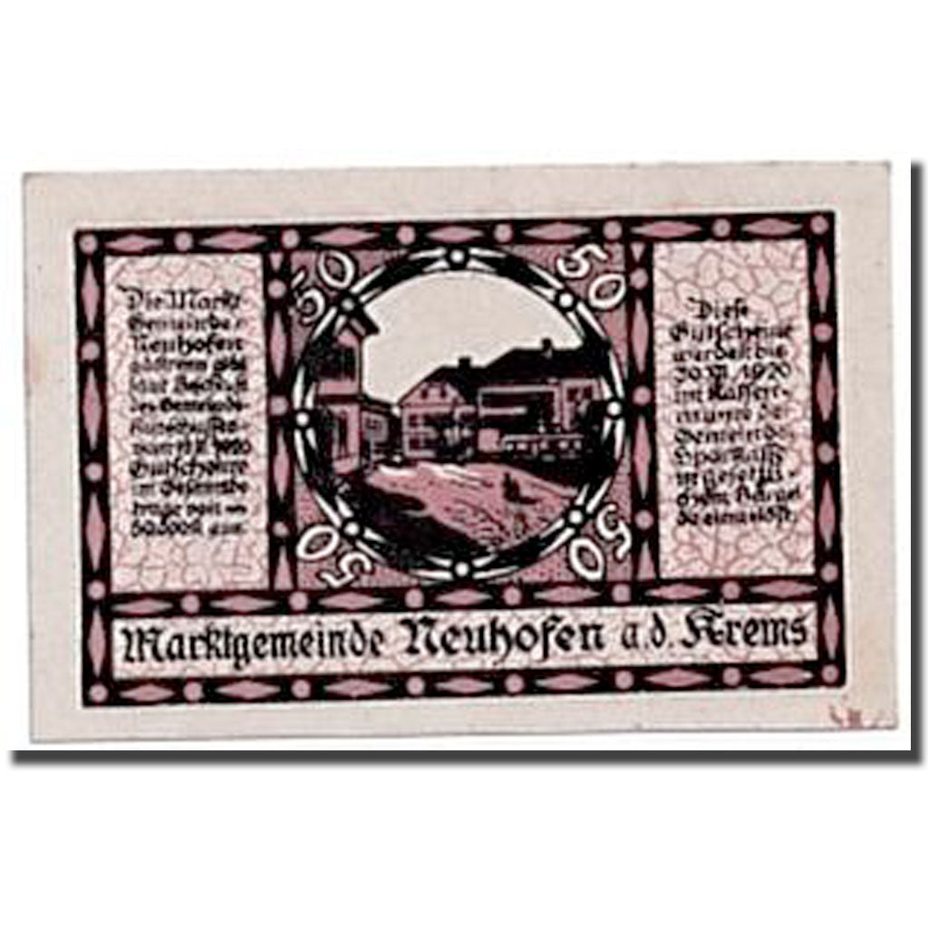 Geldschein, Österreich, Neuhofen, 50 Heller, paysage, 1920, 1920-03-19, UNZ-