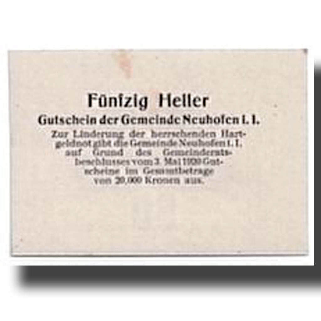 Banknote, Austria, Neuhofen, 50 Heller, graphique, 1920, 1920-05-03, UNC(63)
